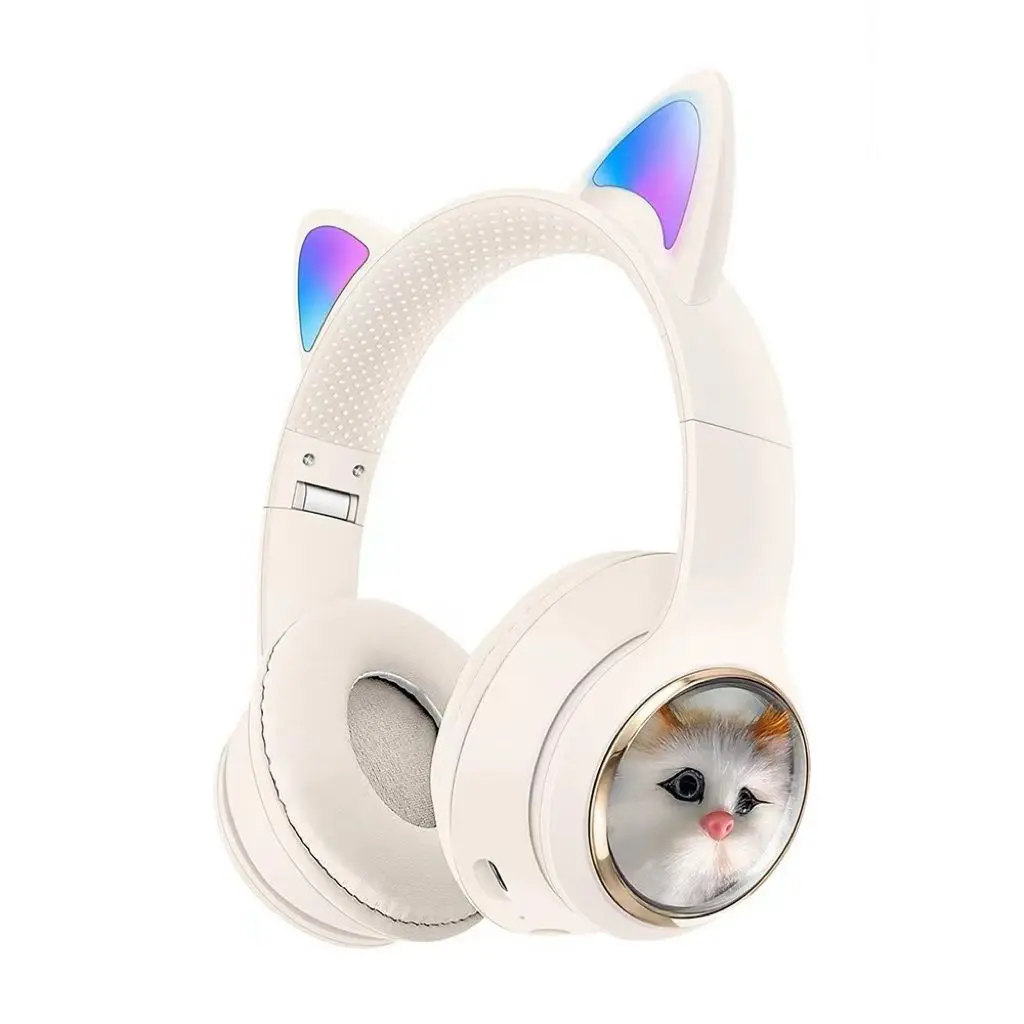 Shaza Catbeat Kids Bluetooth Over-Ear Headphones White