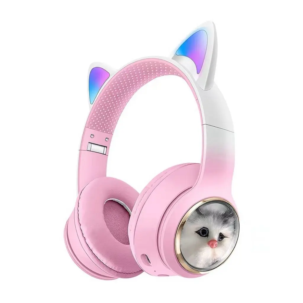 Shaza Catbeat Kids Bluetooth Over-Ear Headphones Pink