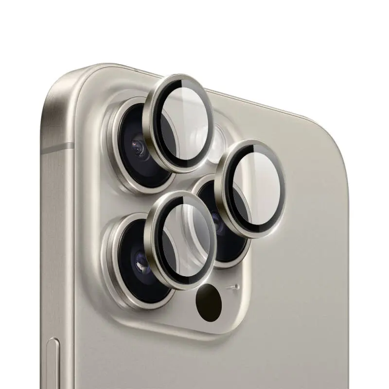 iPhone 15 Pro/15 Pro Max Kameraschutz Titan – Weiss
