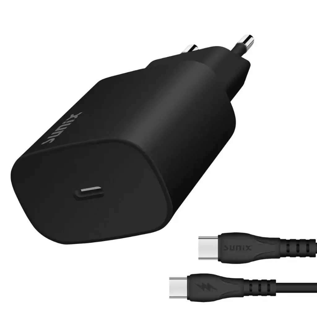SUNIX S40 SET CHARGER 25W WITH USB-C TO TYPE-C BLACK