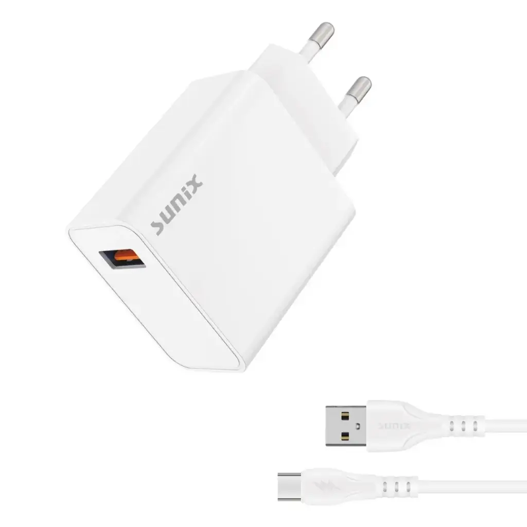 SUNIX S90 SET USB-A PORT CHARGER 33W WITH TYPE-A TO TYPE-C CABLE